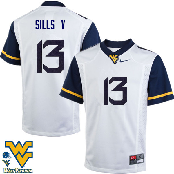 NCAA Men's David Sills V West Virginia Mountaineers White #13 Nike Stitched Football College Authentic Jersey JZ23P63MT